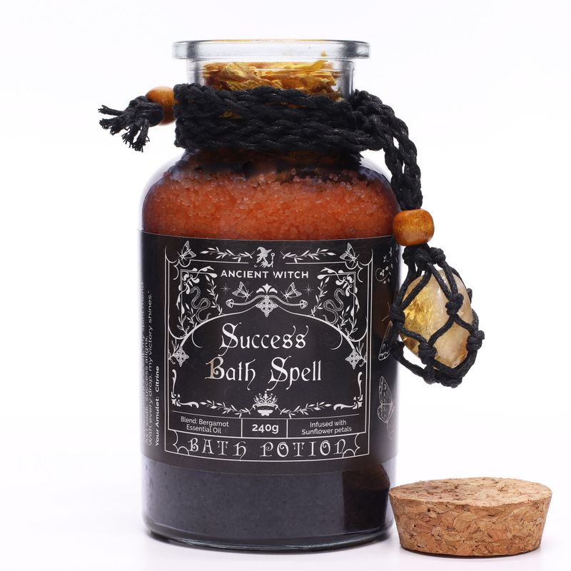 Poción de baño con hechizo de bruja antigua y amuleto de cristal de citrino - Éxito