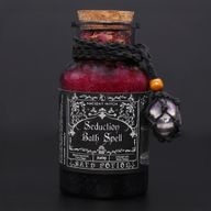 Poción de baño de hechizo de bruja antigua y amuleto de cristal de amatista - Seducción