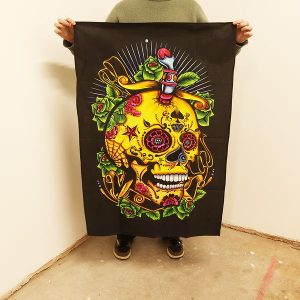 Arte de Pared de Algodón – Calavera del Día de los Muertos