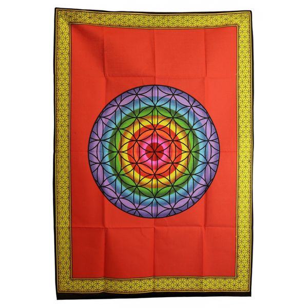 Arte de Pared de Algodón – Flor de la Vida Arcoíris
