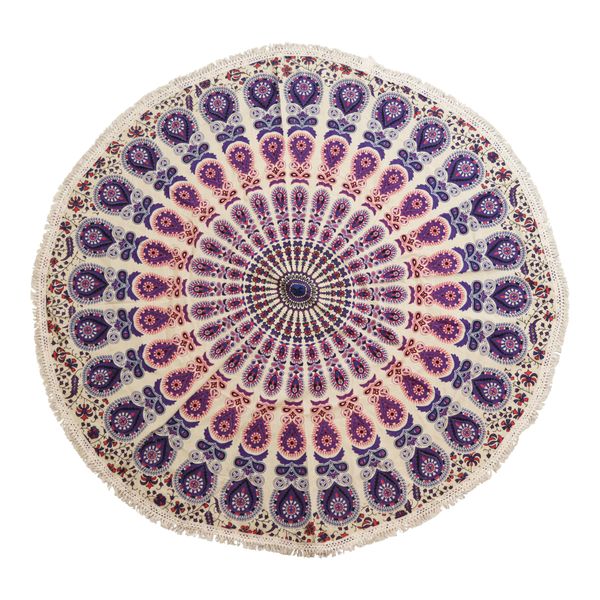Mandala Pequeño Redondo en Algodón – Pavo Real Púrpuras
