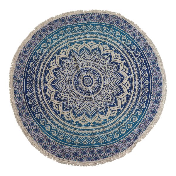 Mandala Pequeño Redondo en Algodón – Azul Clásico