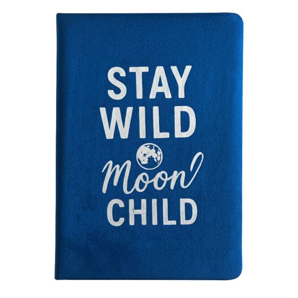 Cuaderno de Terciopelo - Mantente salvaje, niño de la luna - 80 páginas - Azul oscuro