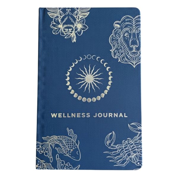 Diario de Bienestar de Tapa dura - 120 páginas - Zodiaco azul y Plateado