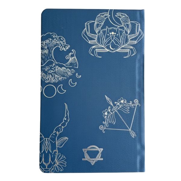 Diario de Bienestar de Tapa dura - 120 páginas - Zodiaco azul y Plateado