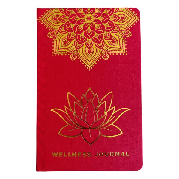 Diario de Bienestar de Tapa dura - 120 páginas - Mandala Rojo y Dorado