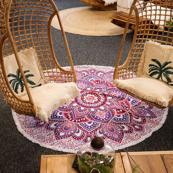 Mandala Grande Redondo en Algodón  – Rosa y Púrpura