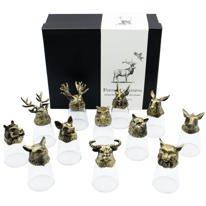 Vasos de chupito (25 ml) - Criaturas del bosque y místicas - Bronce antiguo