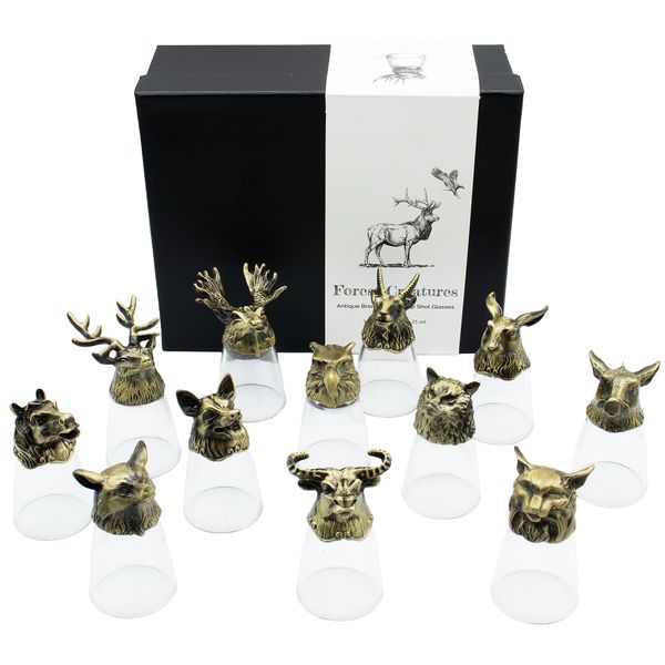 Vasos de chupito (25 ml) - Criaturas del bosque y místicas - Bronce antiguo