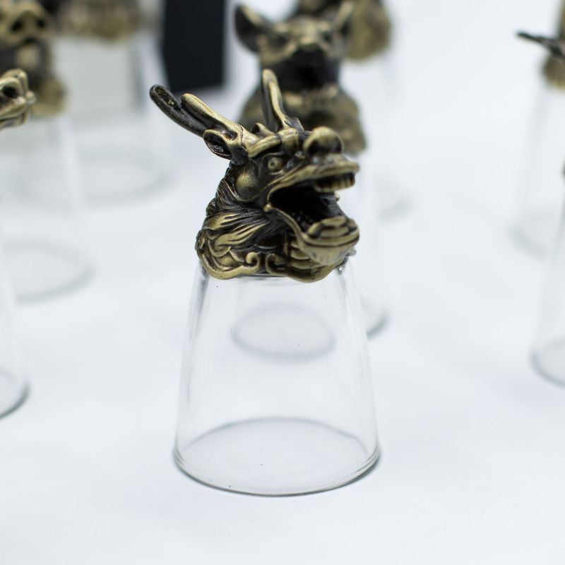 Vasos de chupito (25 ml) - Criaturas del zodiaco chino - Bronce antiguo