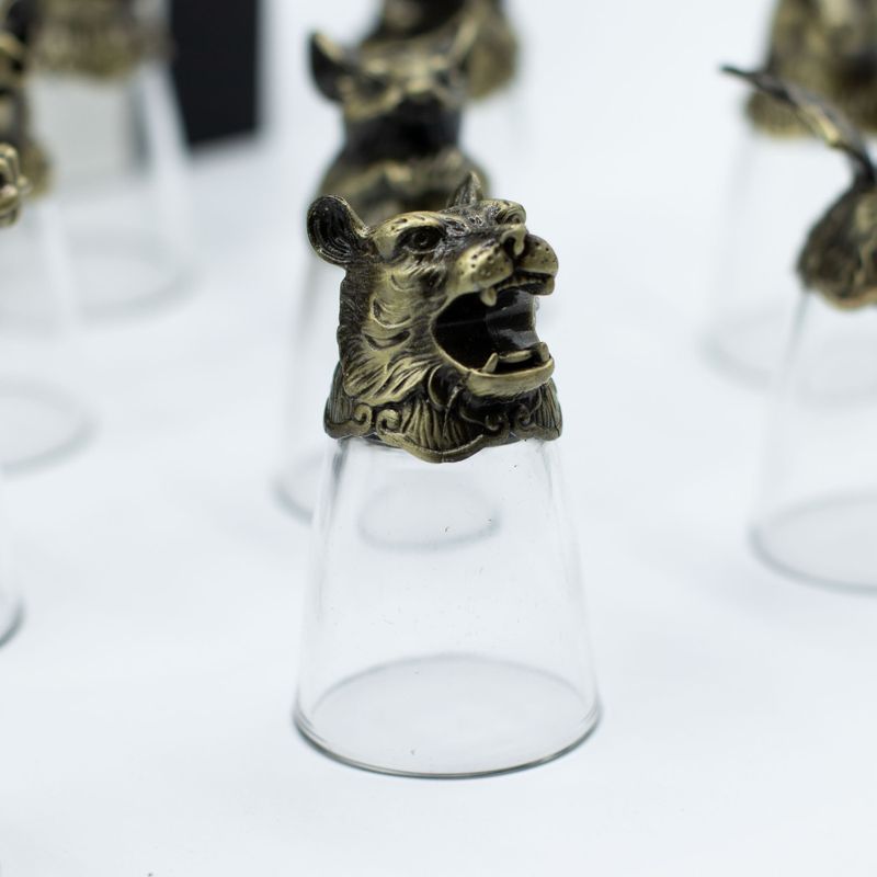 Vasos de chupito (25 ml) - Criaturas del zodiaco chino - Bronce antiguo
