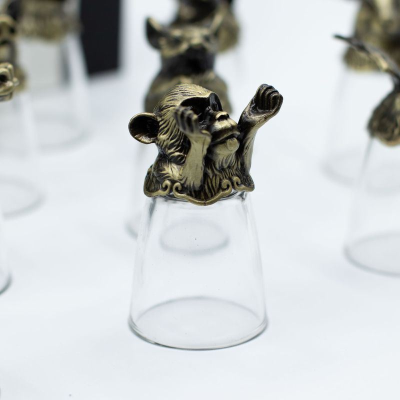 Vasos de chupito (25 ml) - Criaturas del zodiaco chino - Bronce antiguo