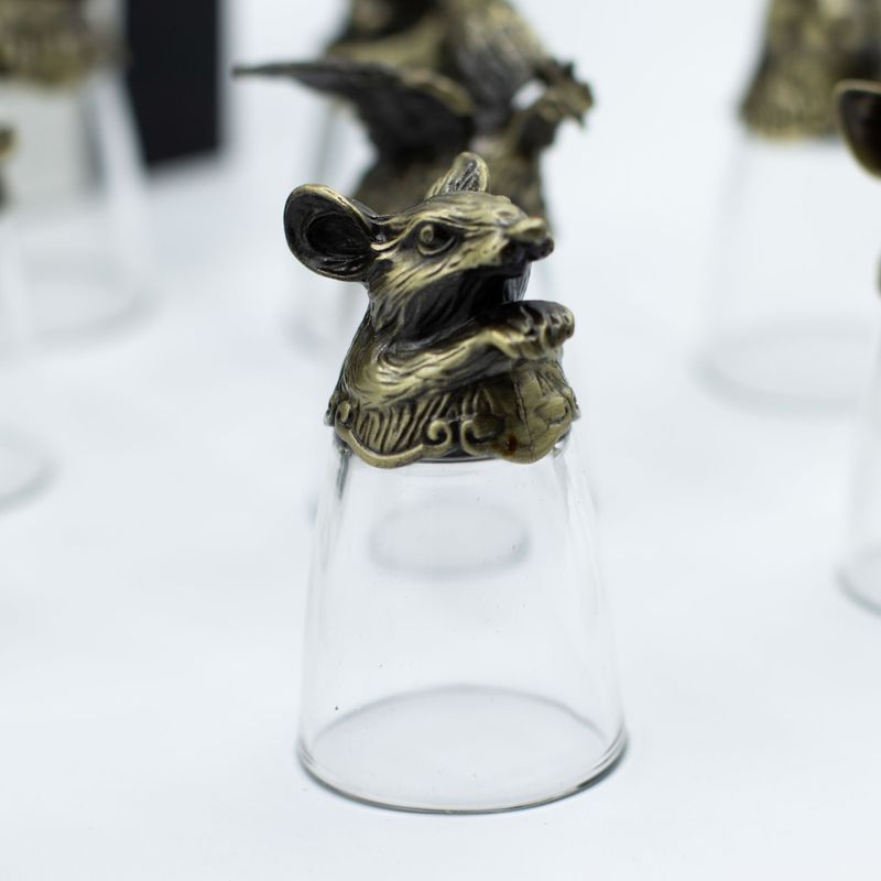 Vasos de chupito (25 ml) - Criaturas del zodiaco chino - Bronce antiguo