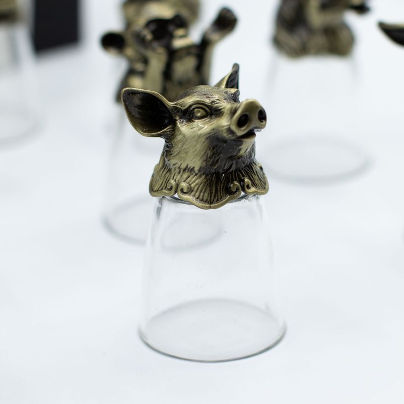 Vasos de chupito (25 ml) - Criaturas del zodiaco chino - Bronce antiguo