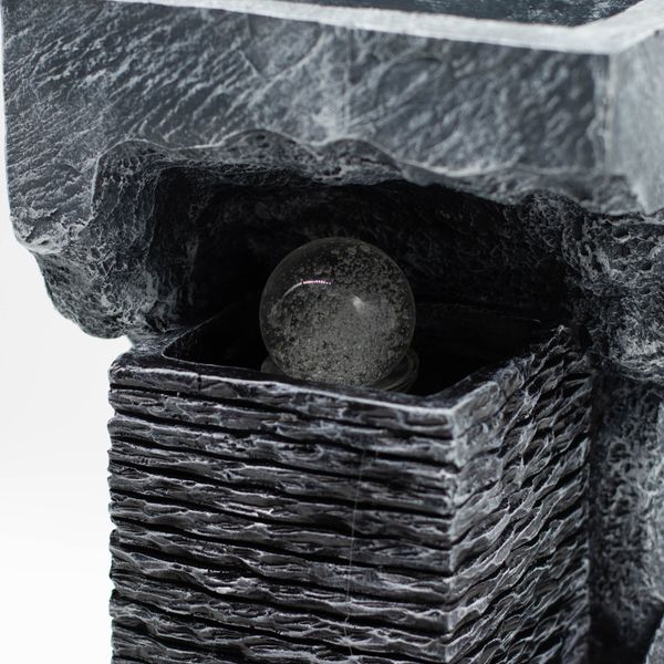 Fuente de Agua Grande – 24x22x48 cm – Bola de Cristal con Cambio de Color en Roca