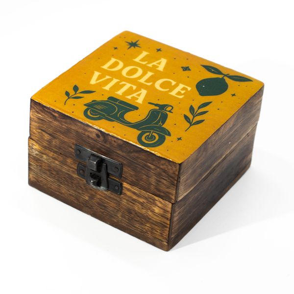 Caja de Madera Pequeña Esmaltada - La Dolce Vita