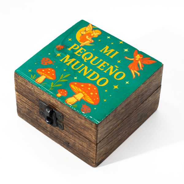 Caja de Madera Pequeña Esmaltada - Mi Pequeño Mundo