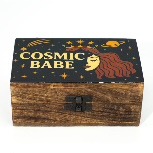 Caja de Madera Mediana Esmaltada - Cosmic Babe