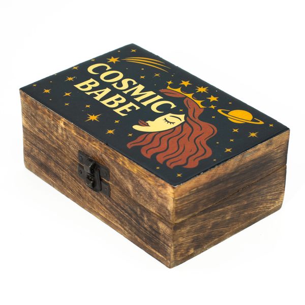 Caja de Madera Mediana Esmaltada - Cosmic Babe