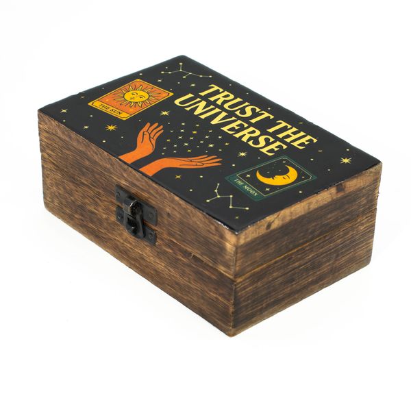 Caja de Madera Mediana Esmaltada - Trust the Universe