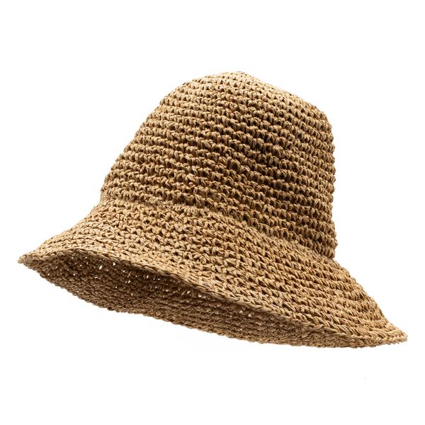Nomad Sari Sombrero de paja de ala caída para el sol - café natural