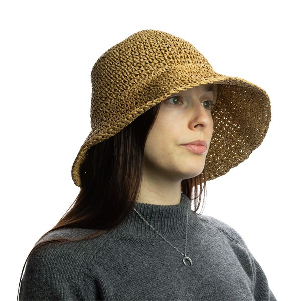 Nomad Sari Sombrero de paja de ala caída para el sol - café natural