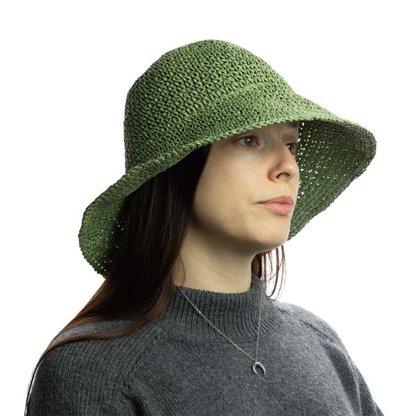 Nomad Sari Sombrero de paja para el sol con ala flexible - Verde musgo