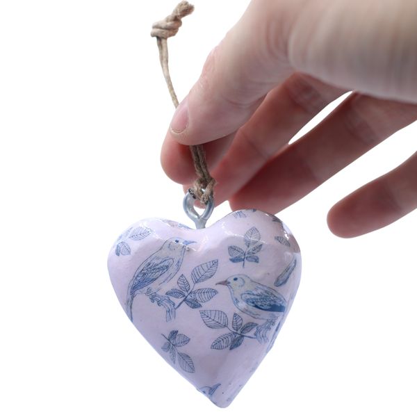 Corazones de Madera Decorativos Grandes - Pájaro Azul (50) - en Tarro Expositor