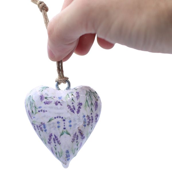 Corazones de Madera Decorativos Grandes - Lavanda (50) - en Tarro Expositor