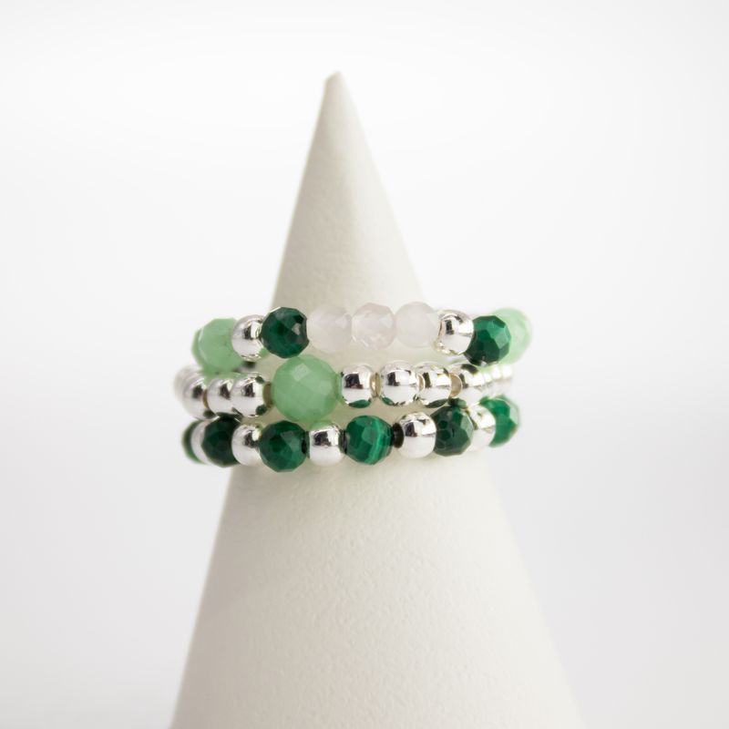 Conjunto de anillos de gema del espíritu de la ninfa - Espíritu del Bosque