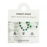 Conjunto de anillos de gema del espíritu de la ninfa - Espíritu del Bosque