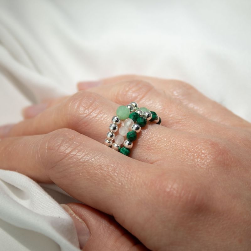 Conjunto de anillos de gema del espíritu de la ninfa - Espíritu del Bosque