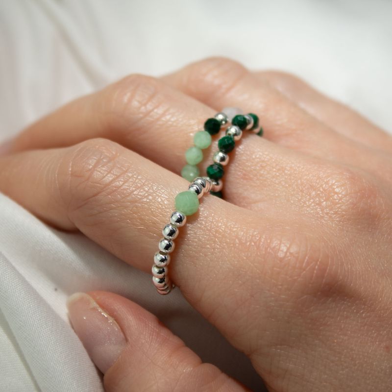 Conjunto de anillos de gema del espíritu de la ninfa - Espíritu del Bosque