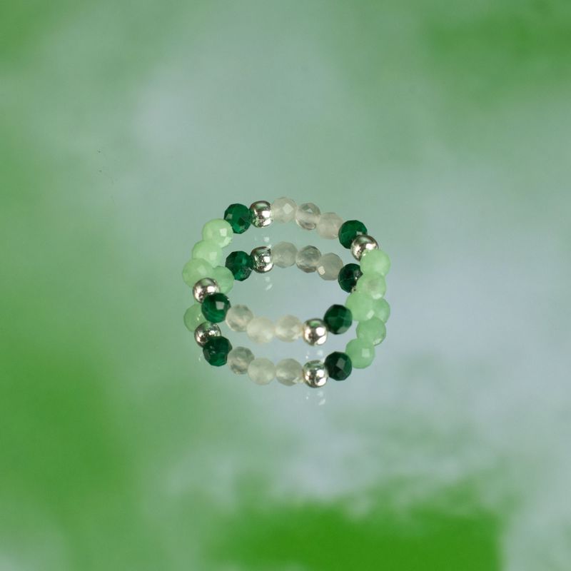 Conjunto de anillos de gema del espíritu de la ninfa - Espíritu del Bosque