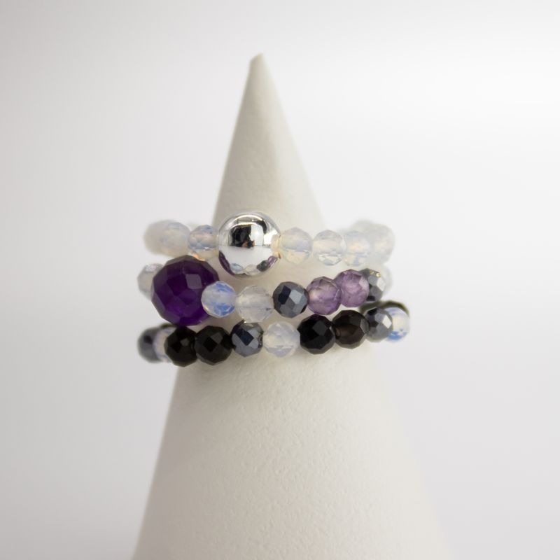 Conjunto de Anillos con Gemas de Espíritu Ninfa - Luna Llena