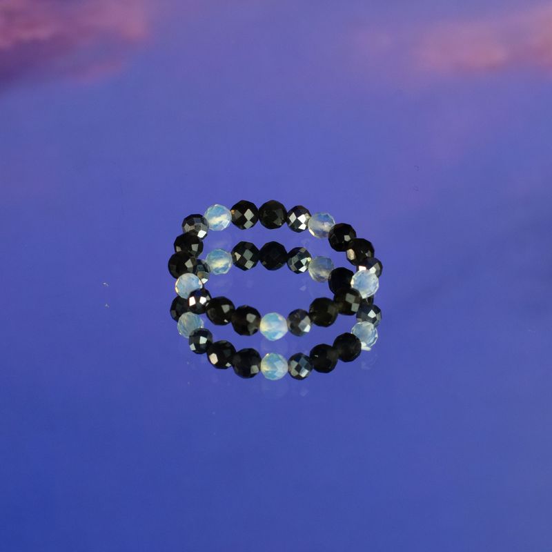 Conjunto de Anillos con Gemas de Espíritu Ninfa - Luna Llena