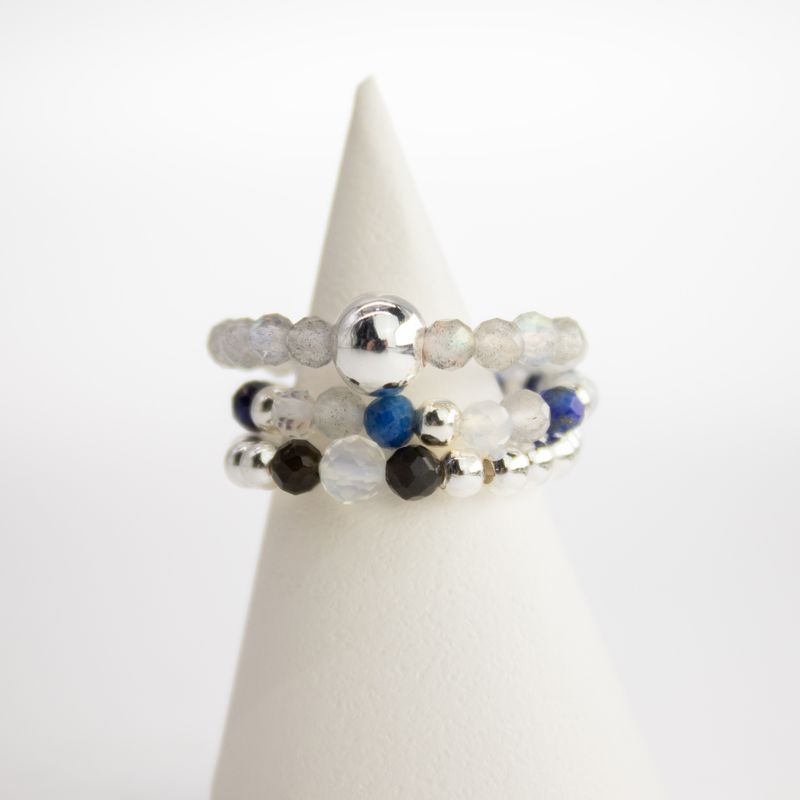 Conjunto de Anillos con Gemas de Espíritu Ninfa - Aurora Boreal
