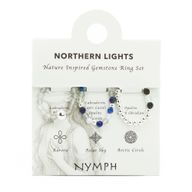 Conjunto de Anillos con Gemas de Espíritu Ninfa - Aurora Boreal