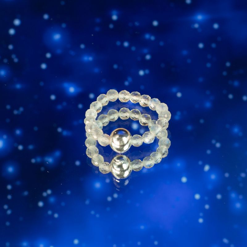 Conjunto de Anillos con Gemas de Espíritu Ninfa - Aurora Boreal