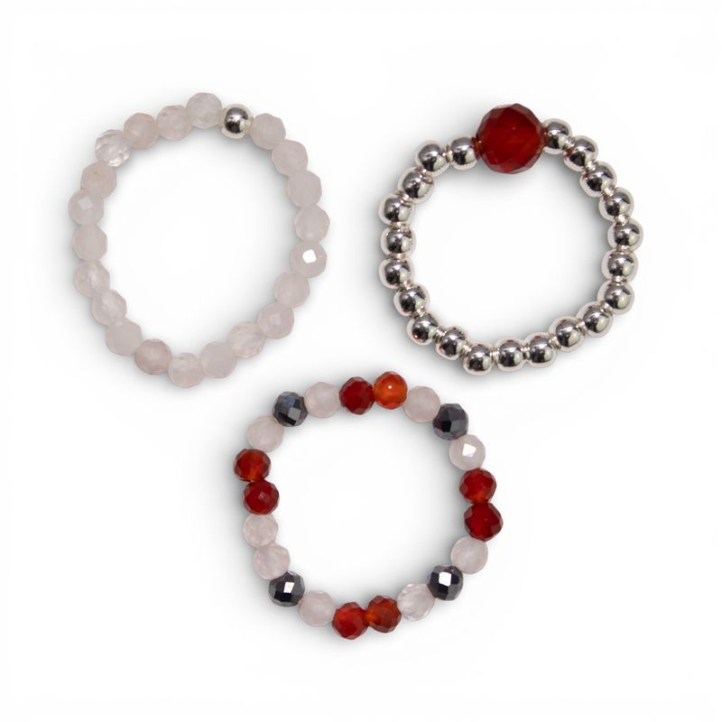 Conjunto de Anillos con Gemas de Espíritu Ninfa - Amor y Llama