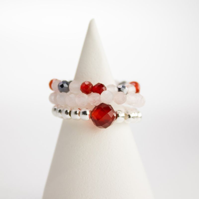Conjunto de Anillos con Gemas de Espíritu Ninfa - Amor y Llama