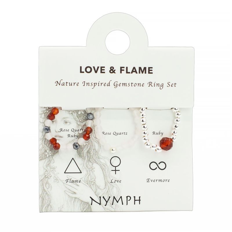 Conjunto de Anillos con Gemas de Espíritu Ninfa - Amor y Llama