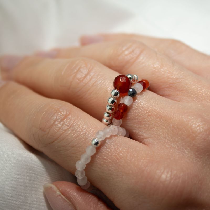 Conjunto de Anillos con Gemas de Espíritu Ninfa - Amor y Llama