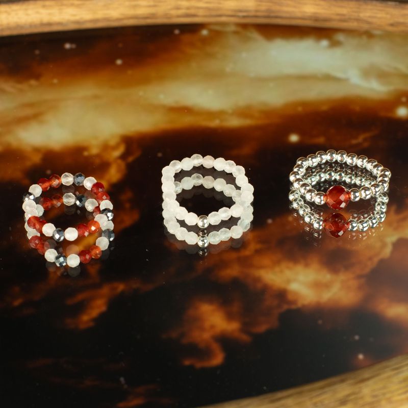 Conjunto de Anillos con Gemas de Espíritu Ninfa - Amor y Llama