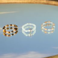 Conjunto de Anillos con Gemas de Espíritu Ninfa - Atardecer en el Mar
