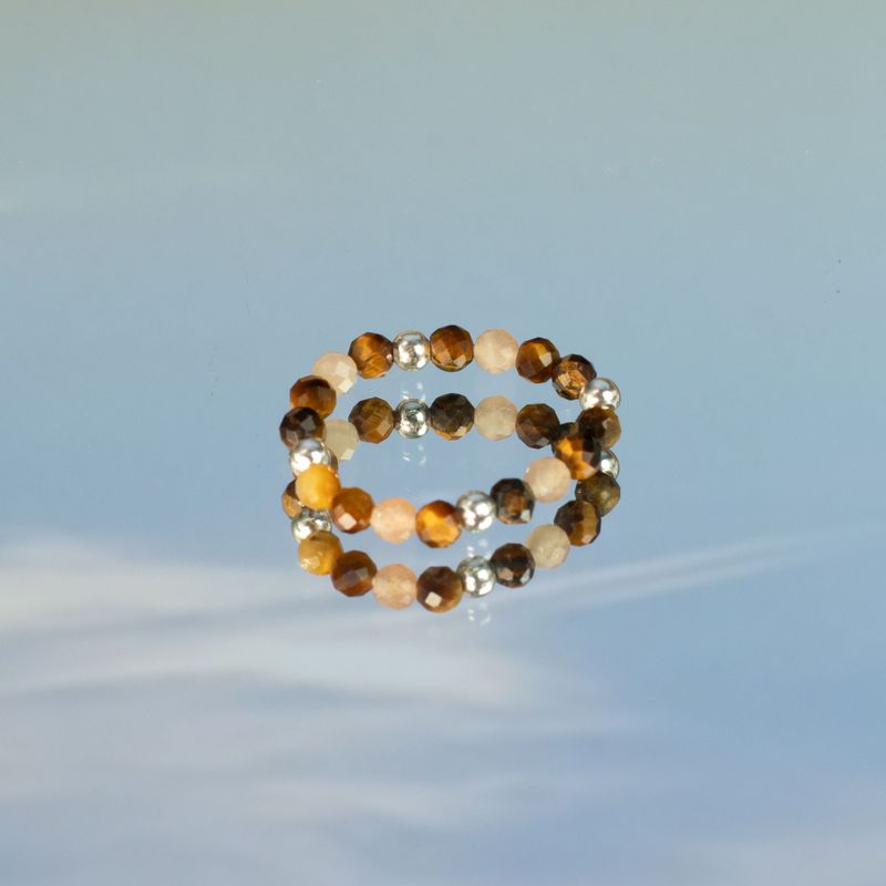 Conjunto de Anillos con Gemas de Espíritu Ninfa - Atardecer en el Mar