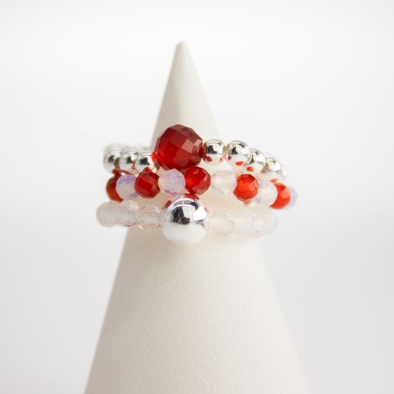 Conjunto de Anillos con Gemas de Espíritu Ninfa - Luna de Sangre
