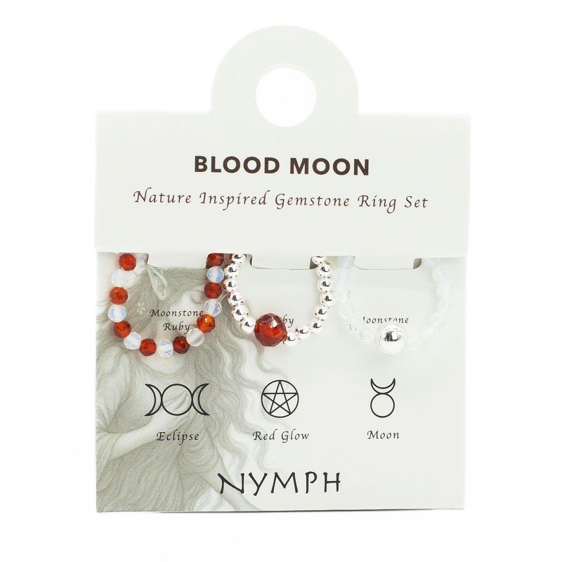 Conjunto de Anillos con Gemas de Espíritu Ninfa - Luna de Sangre