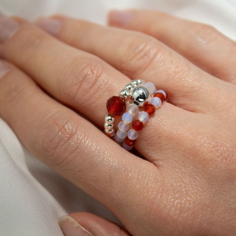 Conjunto de Anillos con Gemas de Espíritu Ninfa - Luna de Sangre