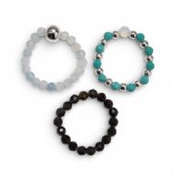 Conjunto de Anillos con Gemas de Espíritu Ninfa - Océano Infinito